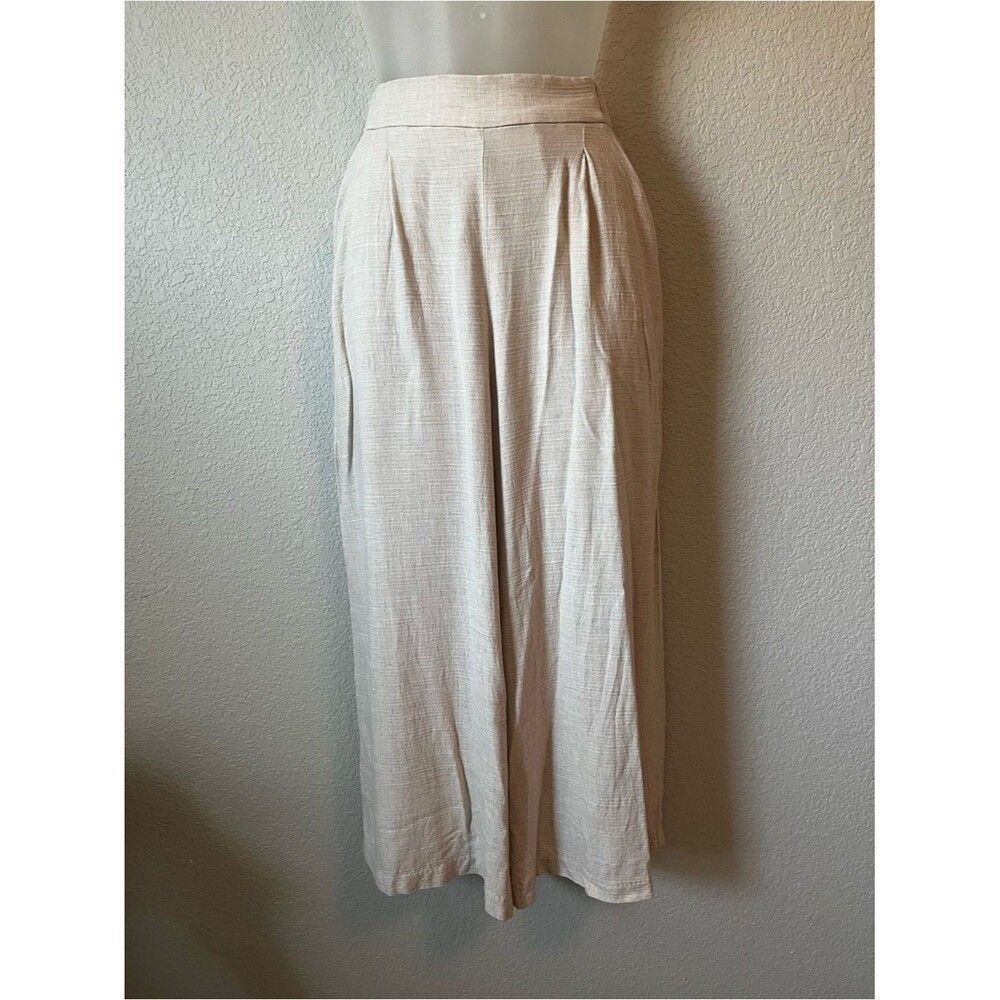 H&M Tan Linen Blend Wide Leg Pants 2 Pull On Lagenlook